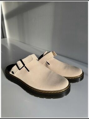 Dr. Martens Cream Suede Clog Mules